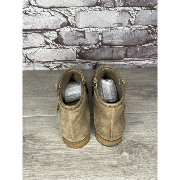 ITALEAU Tan Suede Leather Ankle Side Zipper Low Heel Boots Women Sz 37EU/7.5M US - Picture 6 of 16